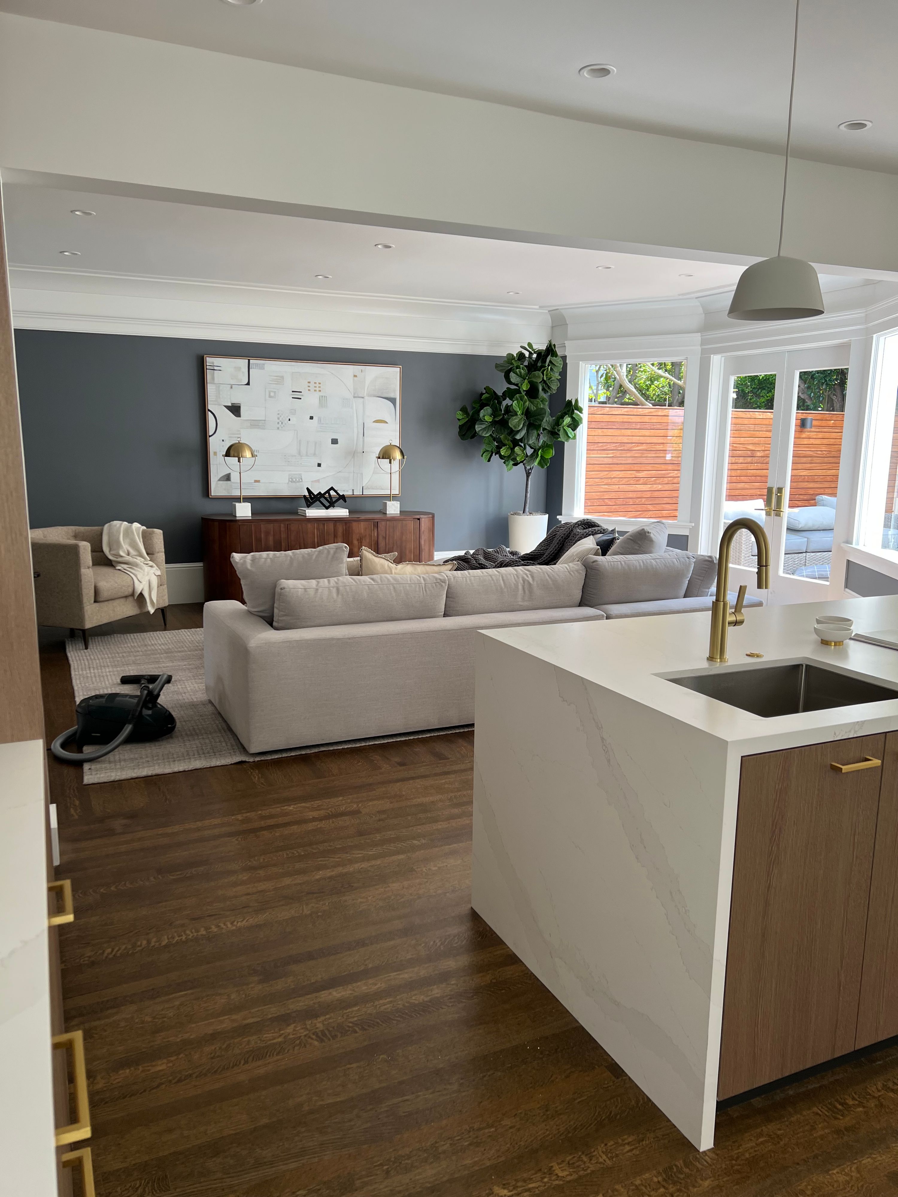 Open-concept living space, sparkling and guest-ready
