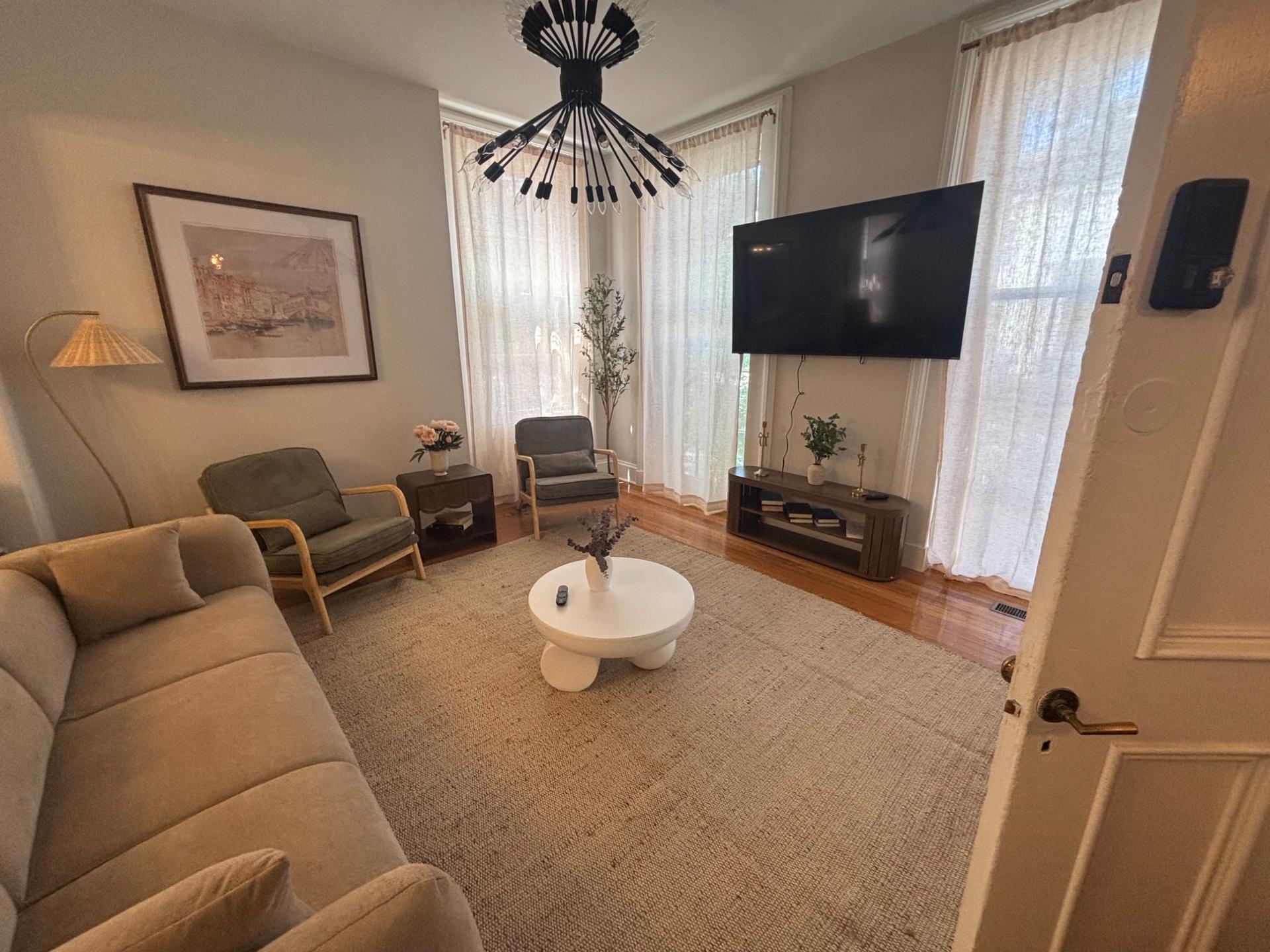 Bright living room cleaned by Etua in Miami