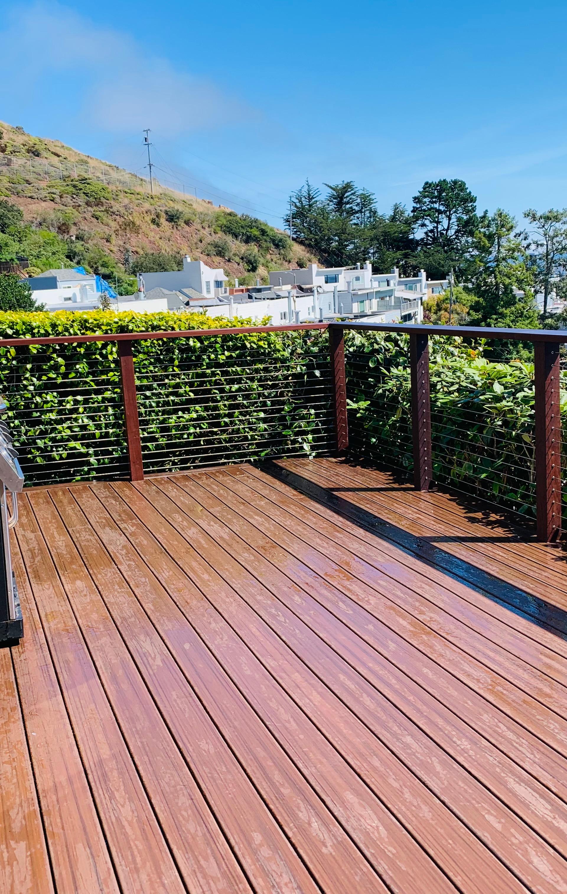 Custom redwood deck with a view built by ISMA Builders in the Bay Area