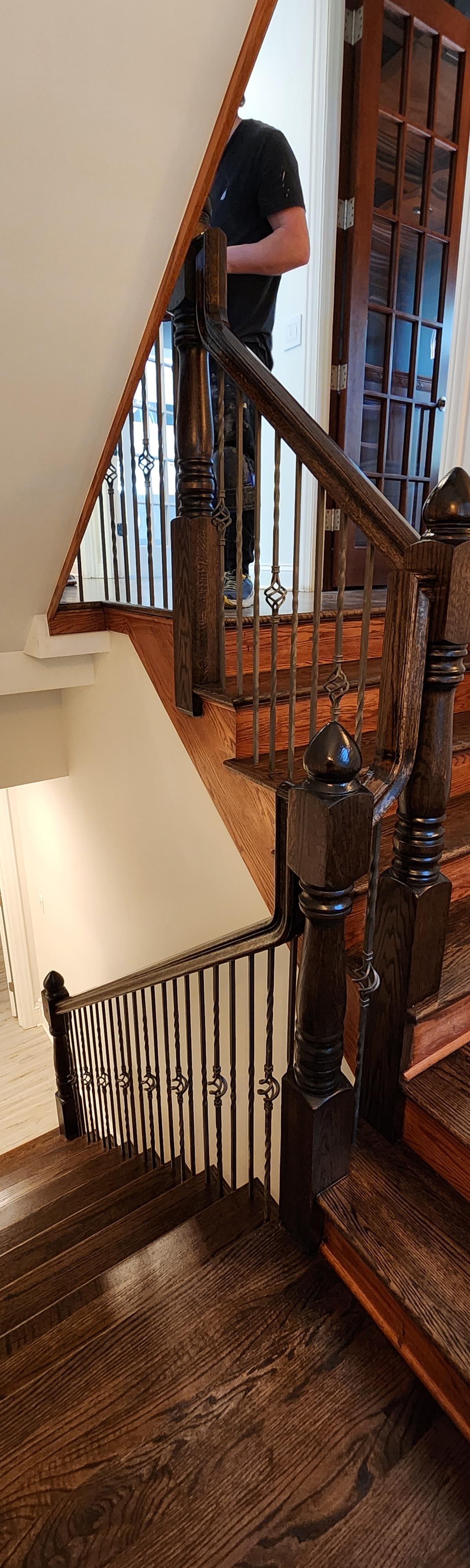Staircase Post & Handrail Refinishing