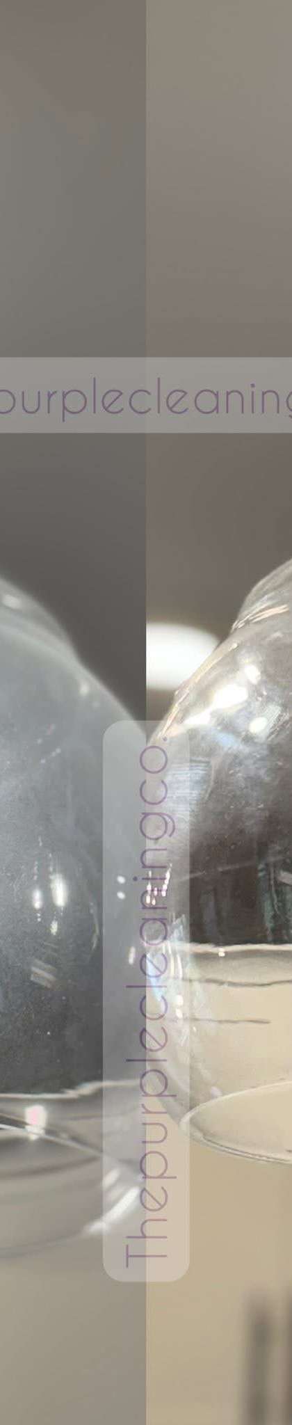 Before and after: cloudy glass pendant light shades cleaned until clear by Purple Glow Services