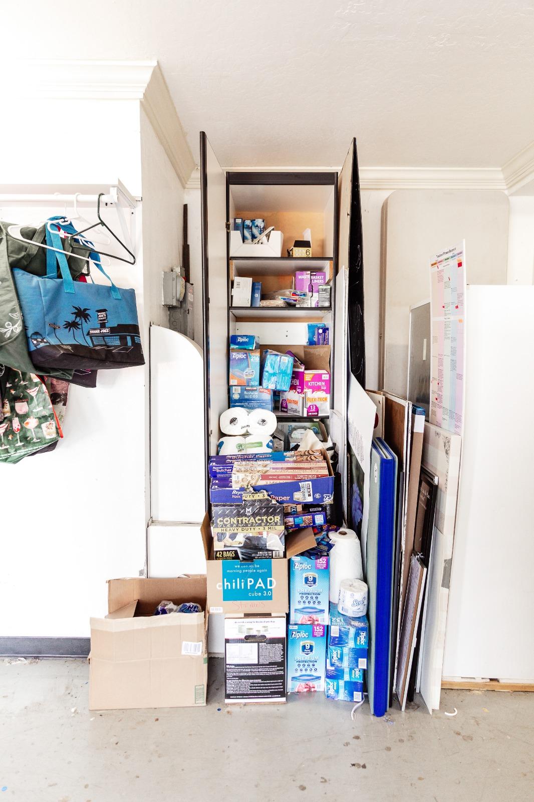 Garage supply cabinet — before