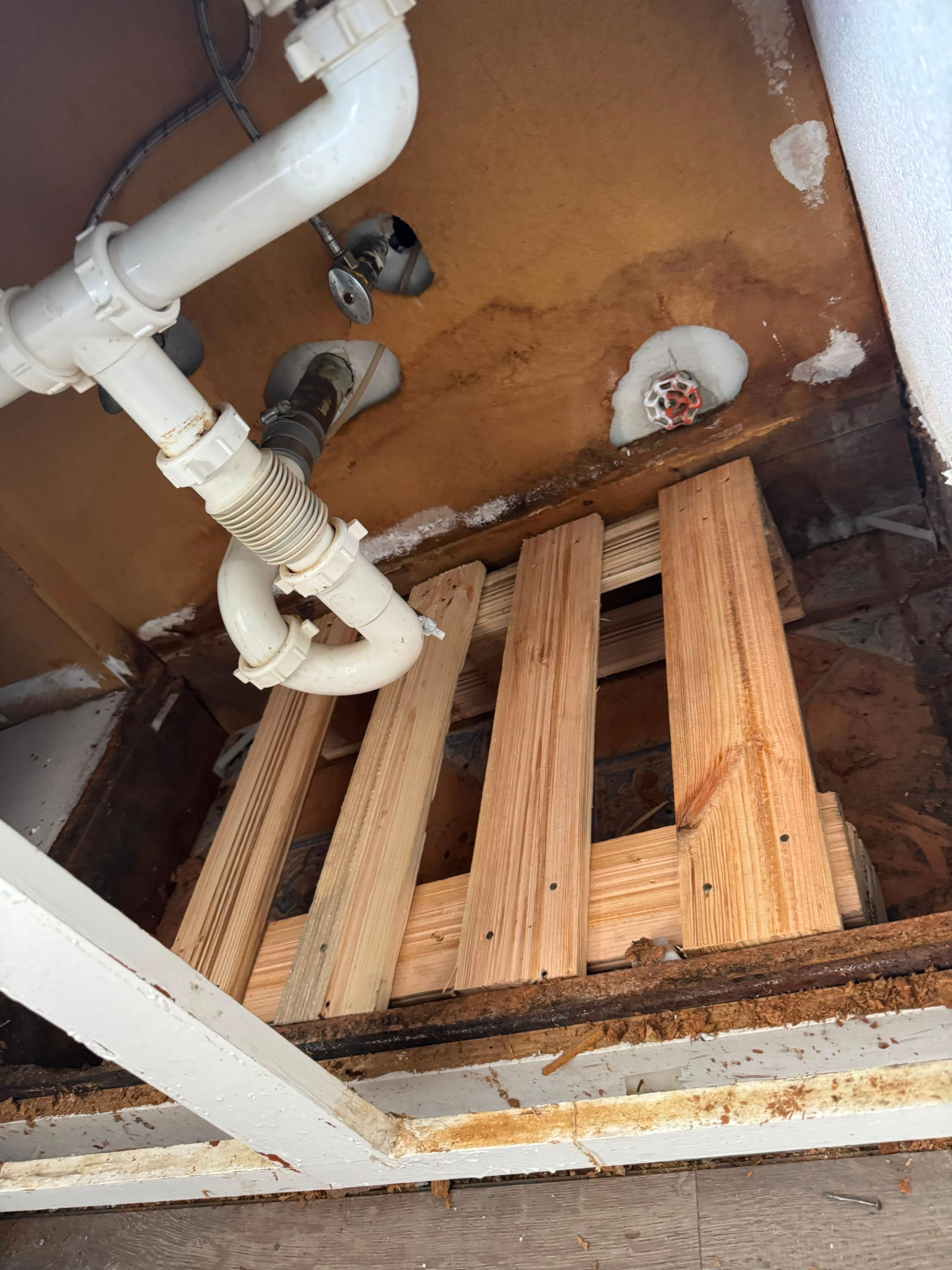 Framing repair and drain support — Water Damage Repair project by SoHo Home Multiservices
