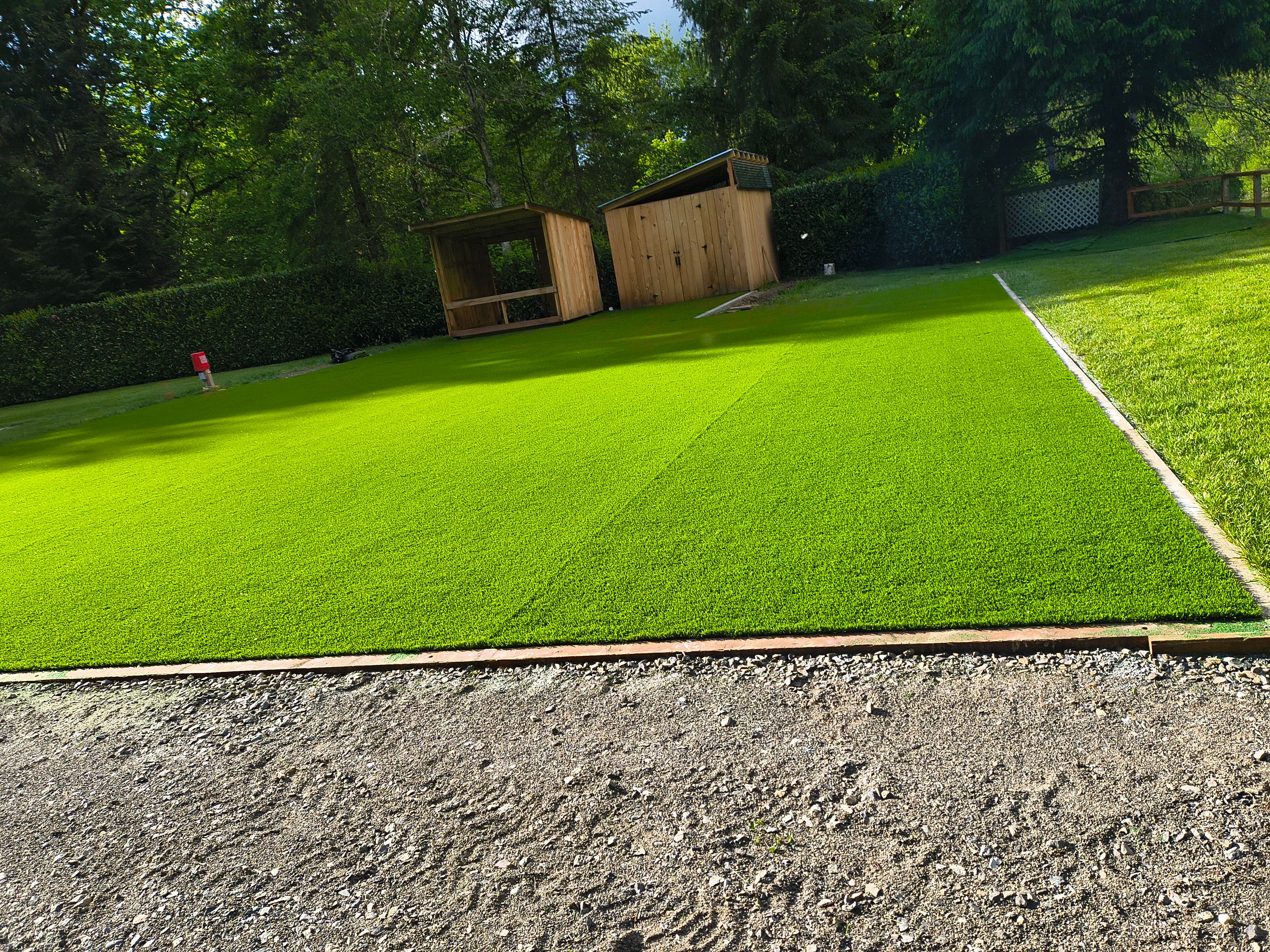 Fresh turf lawn installed edge to edge