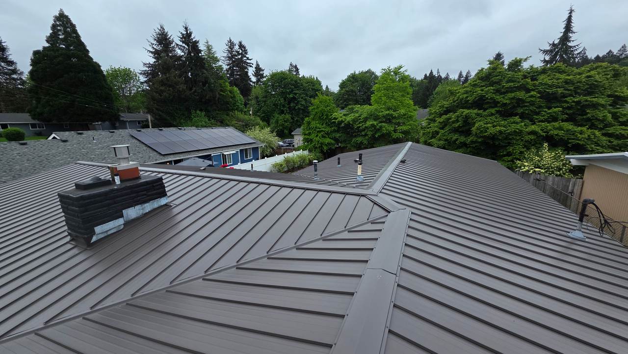 Standing-seam metal roof installed by VZR Roof Services in Thurston County, WA