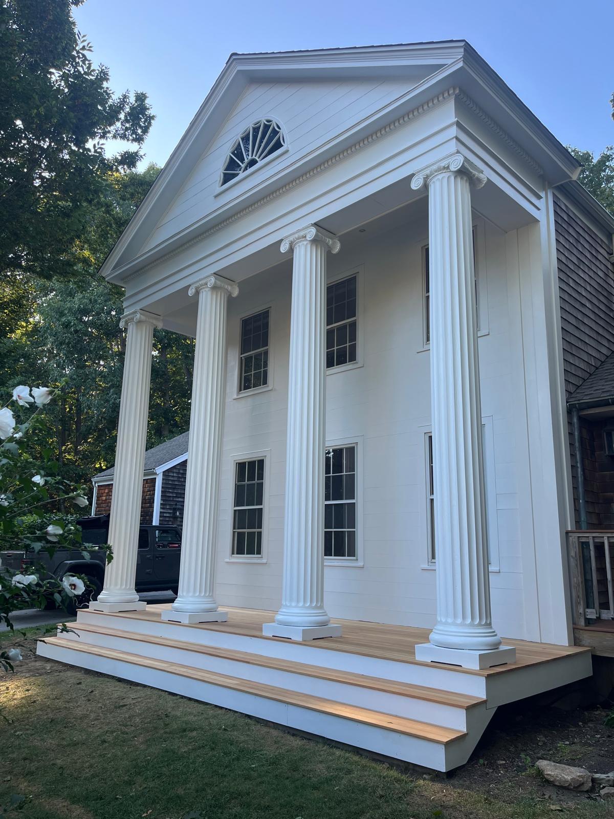 Portico columns and porch, stripped and repainted — after